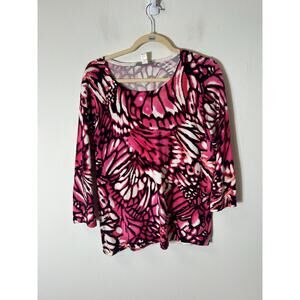 Belford 3/4 Sleeve Pattern Knit Top Sz L